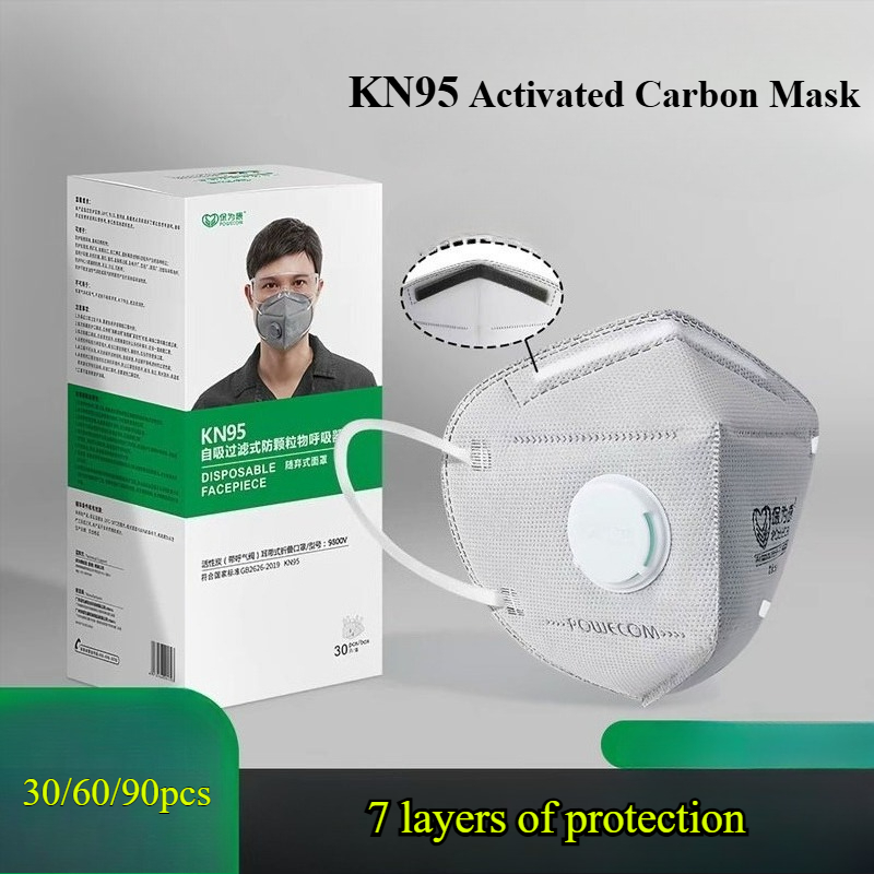 Kn95 Respirator Mask - 30/60/90pcs Activated Carbon Valve KN95 Dust